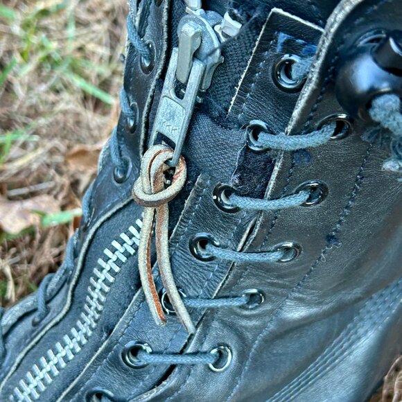 Vintage 1990s Ranger Firefighter Boots Size 10 W Black Leather Zipper Lace Up - Picture 12 of 16